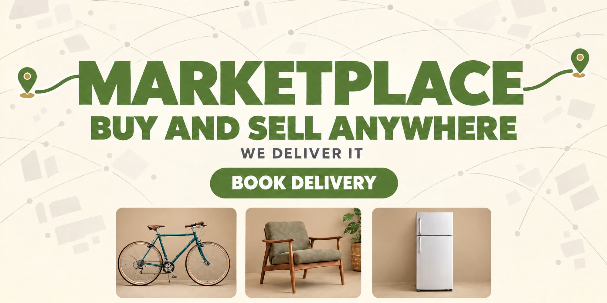 Marketplace — buy and sell anywhere, we deliver it. Book delivery.